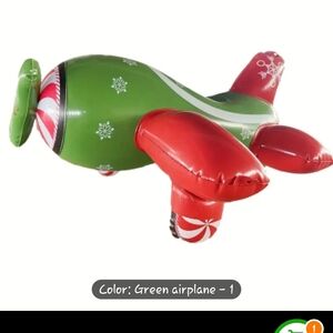Festive Green and Red Inflatable Airplane Toy